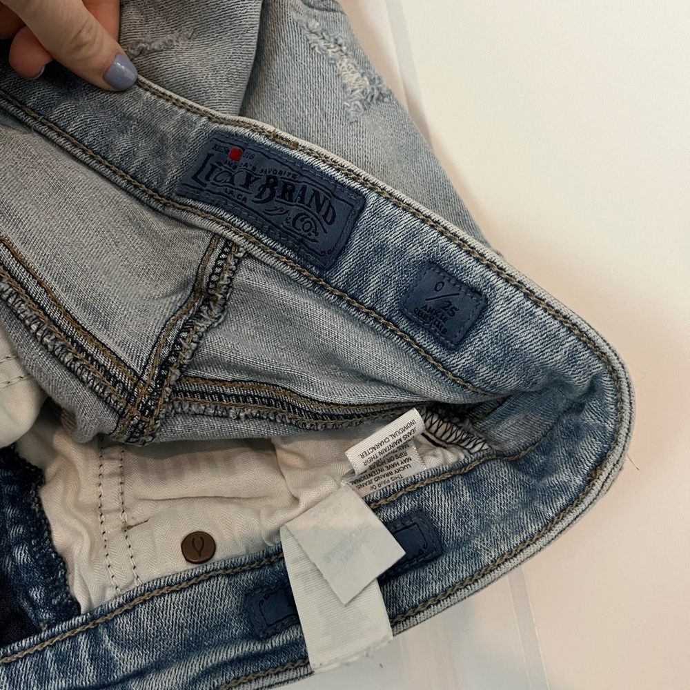 Ripped & Frayed Lucky Brand Skinny Jeans Light Denim Size 0/25